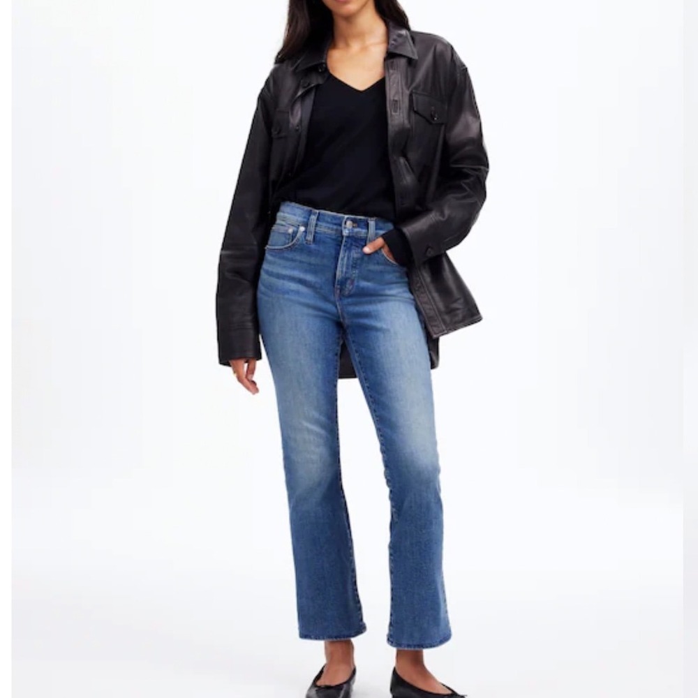 Madewell Mid Rise Kick Out Crop Jeans Oneida Wash Women's 33 Stretch Denim N0637